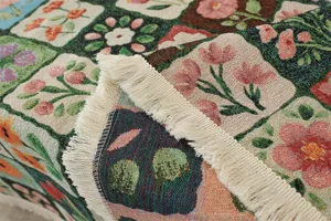 Mantel de jacquard de poliéster algodón vintage americano con diseño floral y flecos elegantes.