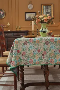 Nappe rectangulaire florale en jacquard de coton polyester style vintage américain