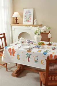 Mittlerer Osten Stil gedruckte Tischdecke Polyester Stern Mond Schloss Palme Esstisch Deko
