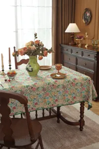Nappe de table rectangulaire jacquard a fleurs vintage americaine pour decoration