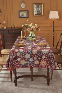 Nappe rectangulaire jacquard a fleurs vintage americaine pour table de salle a manger salon