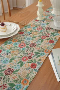 Amerikanischer Vintage Blumen Tischlaeufer jacquard gewebter Tischschutz fuer Dekoration