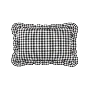 French pastoral black white plaid pillow ruffle edge 100% cotton throw cushion cover