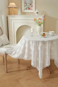 Nappe en dentelle blanche de style français nappe brodée florale pour décoration de salle à manger
