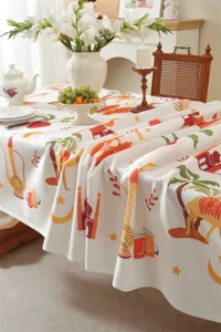 Polyester gedruckte Tischdecke mit orientalischem Mond Schloss Palmen Motiv für den Tisch