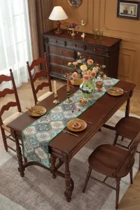 American vintage table runner jacquard paisley dining table decor elegant retro home textile cover.