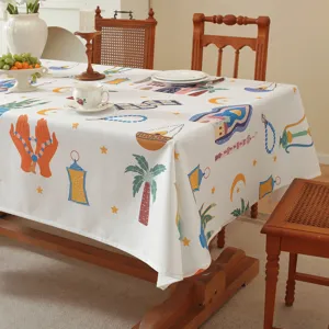 Nahöstliches Schloss Stern Mond Bedruckte Tischdecke Polyester Staubdichte Tischabdeckung Für Esszimmer Küche Heimdekoration