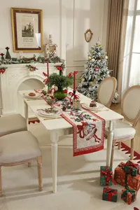 Weihnachtstischläufer mit festlichem Jacquard-Glocken-Design für die festliche Tischdeko.