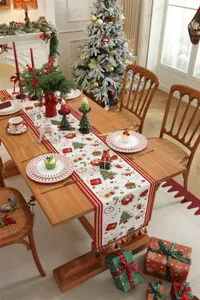 Corsia da tavola di Natale jacquard decorazione per sala da pranzo con nappe