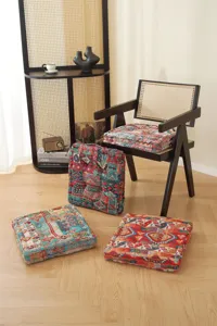 Thick ethnic style square seat cushion for home floor office living room comfort use
