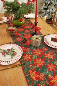 Centrotavola natalizio rosso verde stella alpina floreale jacquard decorazione casa festa