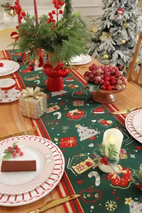 Elegante corsia da tavola natalizia jacquard decorazione per la tavola festiva in tessuto.