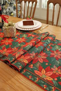 Runner da tavola natalizio in jacquard con motivo di stella di Natale per decorazioni.