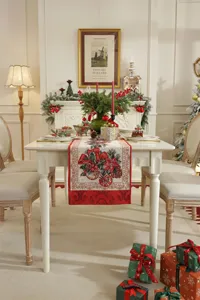 Weihnachten Tischlaeufer festlicher Jacquard Esstisch Deko Feiertag Heimtextilie Tischdeko
