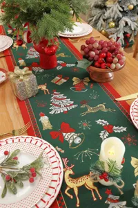 Runner da tavola natalizio in jacquard con cervo festivo e alberi decorazione casa