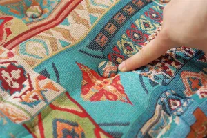Thickened American country style seat cushion detail, ethnic woven fabric with buttons for home.