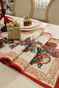 Weihnachtstischläufer festlich Jacquard Esstisch Dekoration Tuch Tischabdeckung