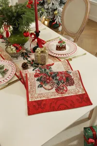 Weihnacht Tischläufer festlich Jacquard Esstischdecke Weihnachtsdeko Heimtextilien