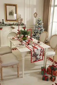 Weihnachtlicher Tischlaeufer Jacquard Polyester Baumwolle festliche Esstisch Deko