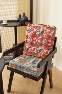 American pastoral square seat cushion, thick fabric pad for office chair, home decor.