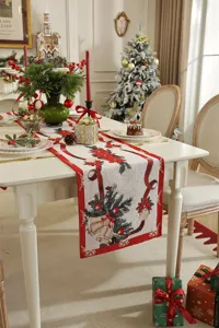 Weihnacht Tischläufer festlich Jacquard Esstischdecke Weihnachtsdeko Tischband