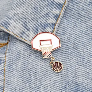 Sports Basketball Hoop Brooch Pin Alloy Enamel Badge Fashion Lapel Jewelry Accessory For Women Men Casual Daily Outfit