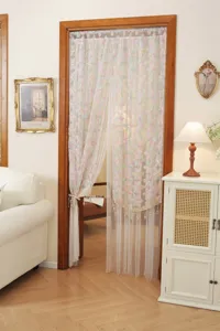 Exquisite double-layer lace embroidered beaded door curtain for French home decor detail view