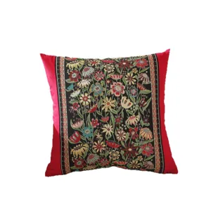 Woven jacquard floral patchwork throw pillow cover for sofa living room home decor.