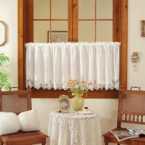 French white lace short curtain cafe curtain for kitchen window vintage home decor