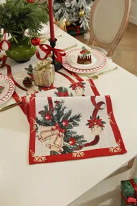 Festlicher Weihnachten Tischlaeufer Jacquard Baumwolle Polyester Esstisch Deko.