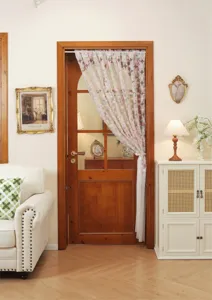 French style floral embroidered lace door curtain double layer beaded partition curtain