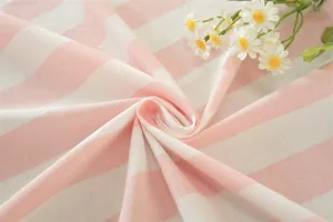 Tissu en coton rayé rose et blanc de style pastoral français pour belle nappe de table.