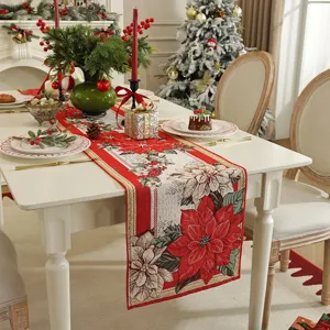 Weihnachtstischläufer festlicher Jacquard Esszimmertisch Dekoration Abdeckung Stoff Hauptansicht