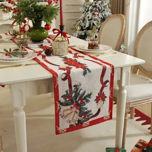 Weihnachten tischläufer festlich jacquard esstisch dekoration feiertag heimdeko neu.