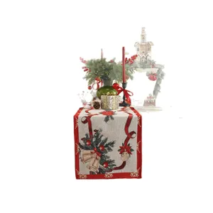 Weihnachtstischlaeufer Jacquard Festliche Esstisch Dekoration Weihnachten Glocke Muster