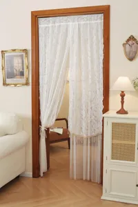 French style lace door curtain double layer beaded jacquard gauze partition curtain for home