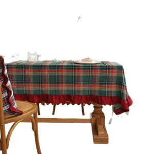 Nappe de noel a carreaux rouge vert coton polyester decoration de table festive pour fete