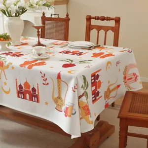 Polyester gedruckter Mittlerer Osten Stern Mond Schloss Palme Tischdecke fur Esstisch.