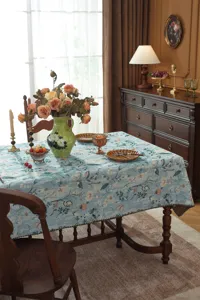 Nappe jacquard botanique vintage rectangulaire housse de table florale pour salle à manger
