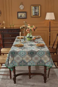 Nappe jacquard vintage américaine rectangulaire housse de table florale salle à manger