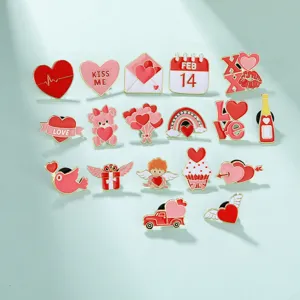 Cute Valentine's Day cartoon enamel pin set heart badge love brooch for clothing accessories
