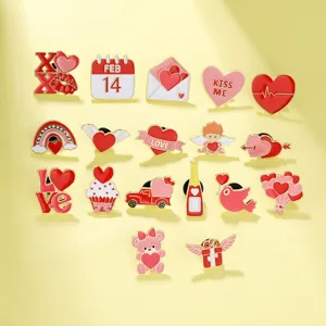 Valentine's Day cute love heart enamel pins set cartoon brooch badges jewelry accessories