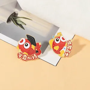 Cute Japanese style koi fish enamel pin set, lucky graduation metal brooch badge accessories.