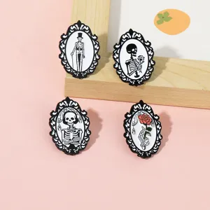 Ensemble de broches squelette style gothique sombre insigne émail Halloween
