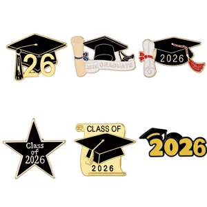 Σετ καρφιτσών αποφοίτησης 2026, καπέλο και δίπλωμα μεταλλικά σήματα για φοιτητές.