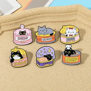 Lot de broches émaillées mignonnes en forme de boîte pour chat, accessoires de décoration de sac.
