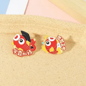 Japanese style koi fish enamel pin set cute graduation academic master metal brooch badge decor