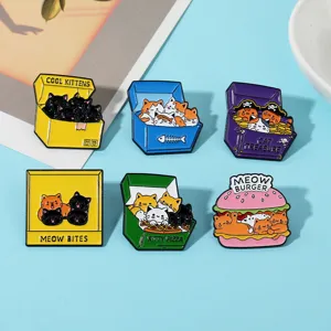 Joli ensemble de broches émail chat, badges chatons dessin animé mignons pour sacs et vêtements.