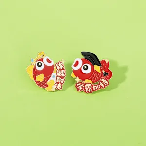 Cute Japanese red koi fish enamel pins set graduation student gift metal badge brooches