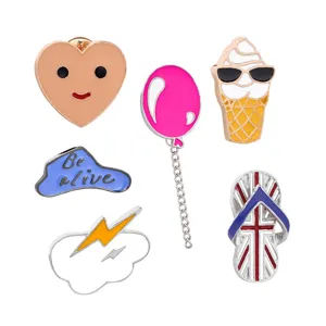 Cute Cartoon Enamel Brooch Pin Set Alloy Geometric Heart Balloon Ice Cream Badge Pin Trendy Clothing Bag Decorative Accessories For Unisex